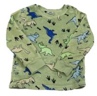 Zelená plyšová mikina s dinosaurami