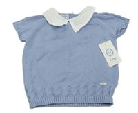 Nové - svetlomodrá svetrová vesta s golierikom