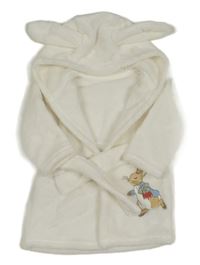 Biely plyšový župan s králikom a kapucňou