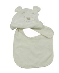 2 set - biela zamatová čapica s Púem + smotanový froté podbradník