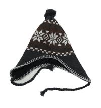 Sivo-hnedá pletená vzorovaná čapica s brmbolcom