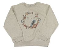 Šedo-béžová melírovaná mikina s potiskem C&A