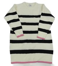 Bílo-černé pruhované svetrové šaty Page one young