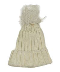 Smetanová pletená čepice s bambulí 