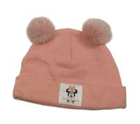 Růžová úpletová čepice s bambulkami H&M