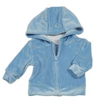 Modrá rebrovaná zamatová prepínaci mikina s kapucňou