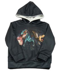 Čierna mikina s dinosaurami a kapucňou