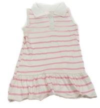 Bielo-ružové pruhované šaty s golierikom