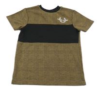 Hnědo-černé kostkované tričko s výšivkou George