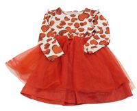 Bielo-červené šaty so srdiečkami a tylovou sukní