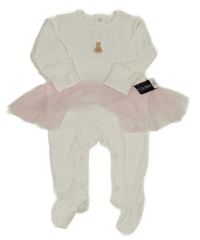 Nové - bílý puntíkatý overal s medvědem a tylovou sukní dunnes 