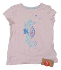 Nové - světlerůžové tričko s mořským koníkem Mothercare