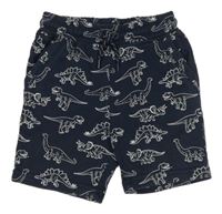 Tmavomodré teplákové kraťasy s dinosaurami Primark