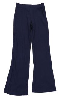 Tmavomodré žebrované flare legíny Tu