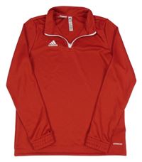 Červená sportovní funkční mikina s logem Adidas