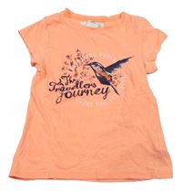 Neónově oranžové tričko s vtáčikom H&M