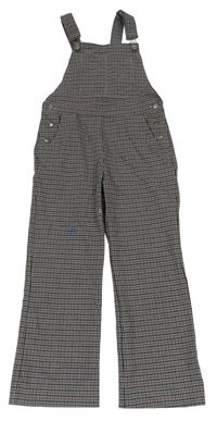 Šedo-černo-modré kostkované laclové kalhoty Zara