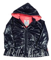 Tmavomodrá voděodolná lesklá zateplená bunda s kapucí Billie blush