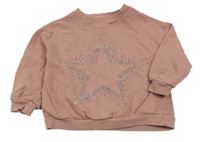 Starorůžová mikina s hvězdou z kamínků Next