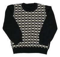 Čierno-sivo-biely vzorovaný sveter Matalan