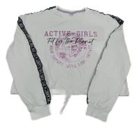 Bielo-ružovo-čierna crop mikina s nápismi C&A