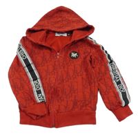 Červeno-sivo-čierna prepínaci mikina s nápismi a kapucí Christian Dior