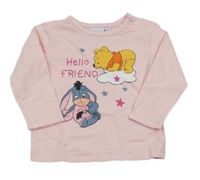 Světlerůžové triko s Oslíkem a Medvídkem Pú Disney