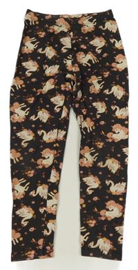 Antracitové zateplené legíny s jednorožci a labutěmi C&A