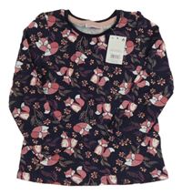 Nové - Tmavomodré tričko s liškami Pep&Co