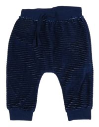 Tmavomodré rebrované zamatové tepláky Ergee