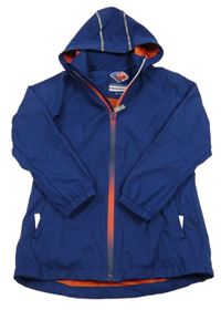 Tmavomodrá šusťáková jarní bunda s kapucí 