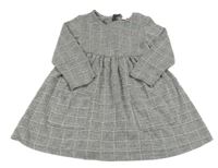 Čierno-bielo-ružové kockované teplákové šaty Topolino