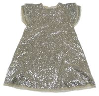 Stříbrné třpytivé šaty s flitry 