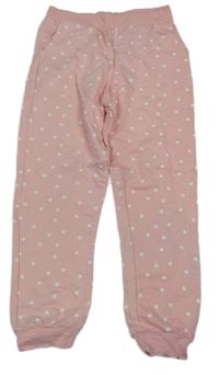 Svetloružová -biele bodkovaná é tepláky Sinsay