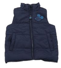 Tmavomodrá šusťáková zateplená vesta s Mickeym Disney