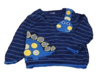 Tmavomodrý pruhovaný sveter s dinem Miniclub