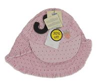 Nové - Ružovo-biela pruhovaná šiltovka s jahodou a ochranou krku Tu