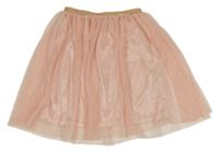 Světlerůžovo-zlatá třpytivá tylová sukně Y.F.K.