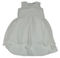 Biele bodkovaná é šifónové šaty s 3D kvety George