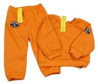 Nové - 2set - Oranžová mikina s nápisy + tepláky Shein