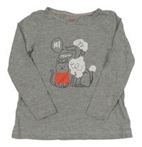 Sivé tričko s mačkou a psíkom Lupilu