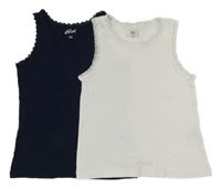 2set - 2x košilka - bílá + tmavomodrá 