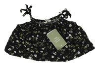 Nové - Černý květovaný crop top H&M