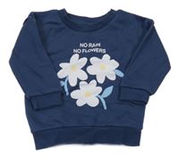 Tmavomodrá mikina s kvetmi Primark