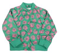 Zeleno-růžový saténový bomber s listy H&M