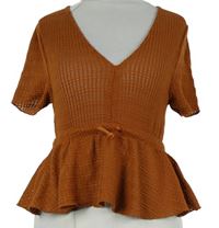 Dámská skořicová úpletová peplum halenka Pimkie 