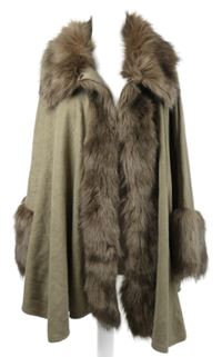 Dámský béžový svetrový vlněný cardigán s kožíškem Jayley 