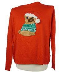 Dámsky červený sveter s buldokem Primark