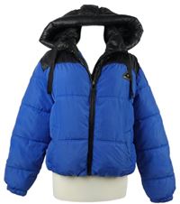 Dámská safírovo-černá šusťáková crop zimní bunda s kapucí River Island 