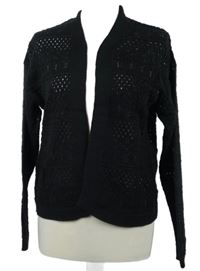 Dámsky čierny ažurový svetrový cardigán Nutmeg
